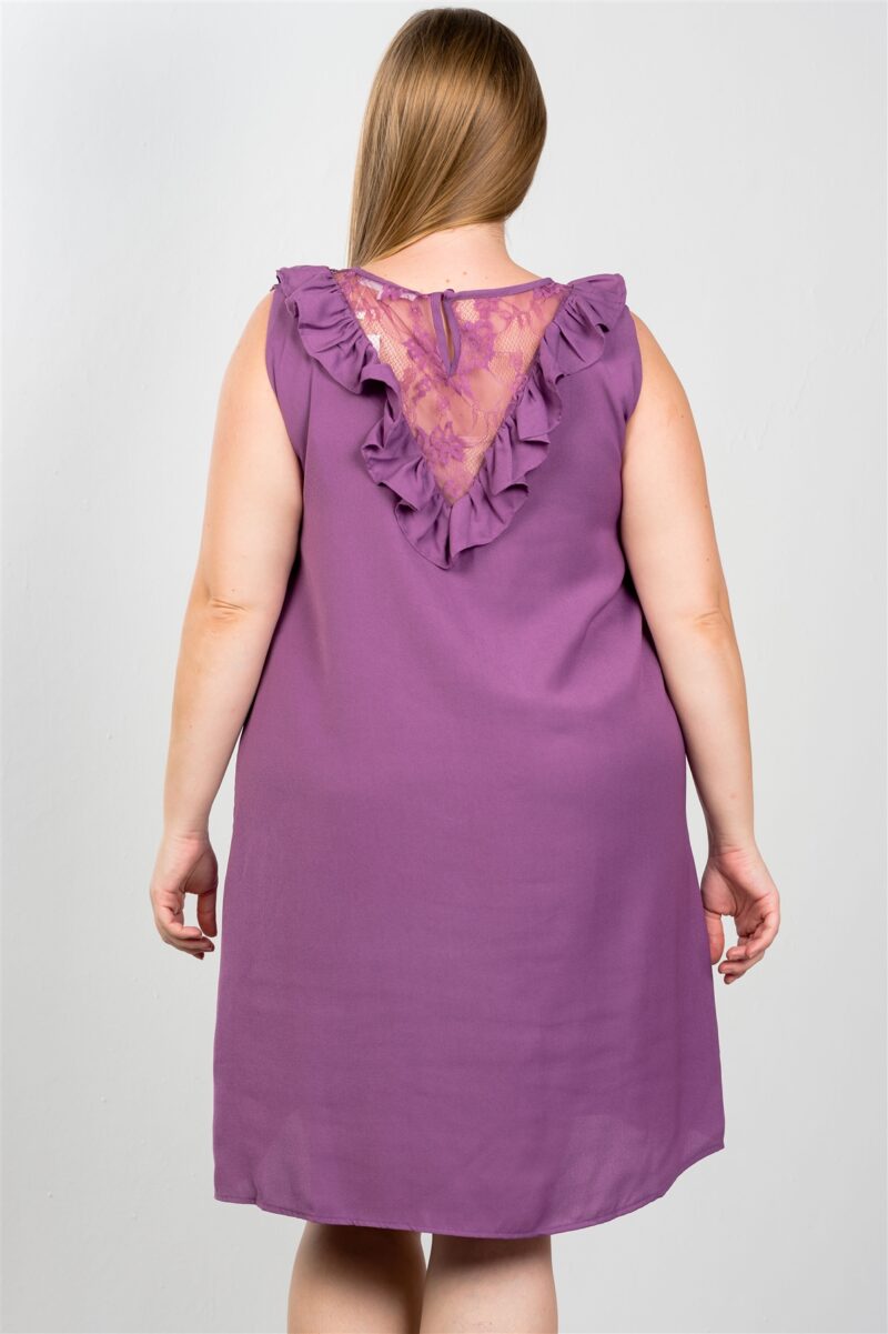 Plus Size Lace Insert Shift Midi Dress - Image 3