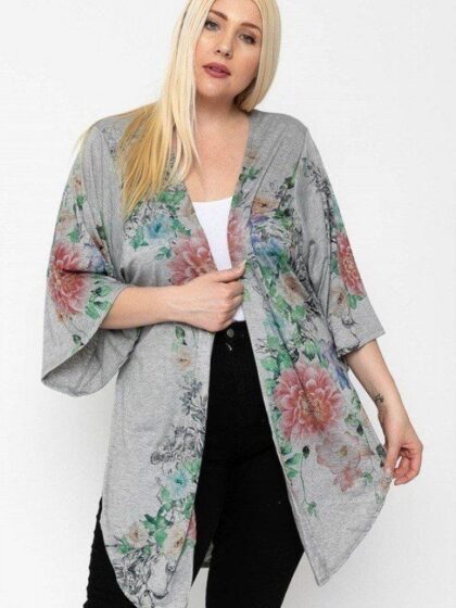 Floral Print, Long Body Cardigan