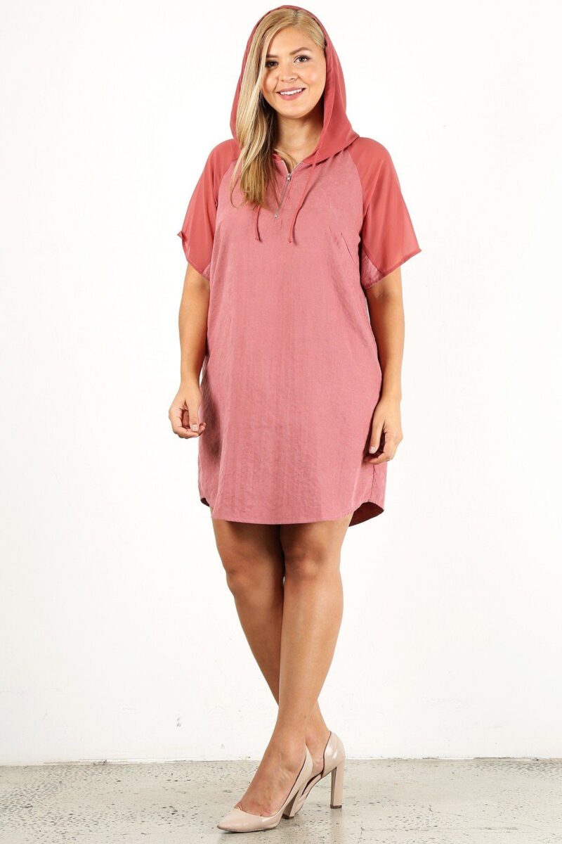 Plus Size Solid Dress With Zip-up Closure - Image 2