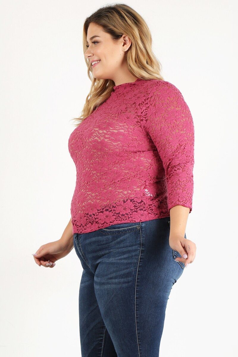 Plus Size Sheer Lace Fitted Top - Image 4