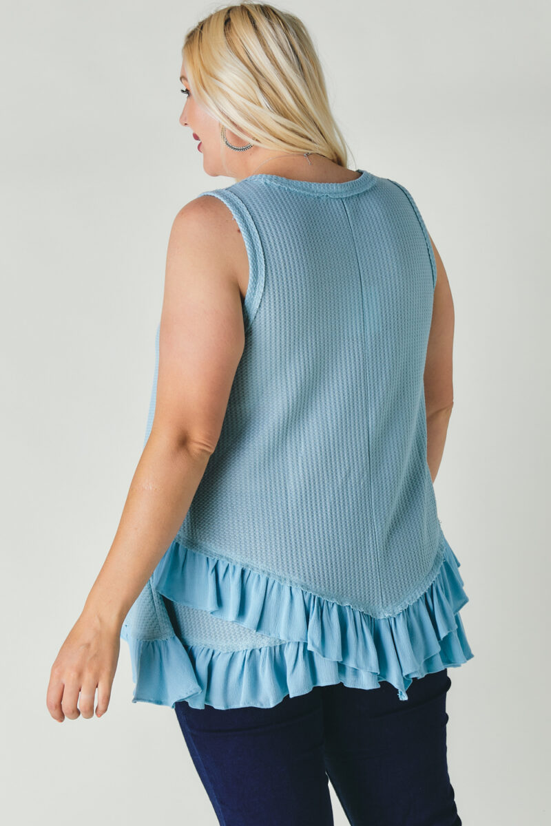 Plus Scoope Neck Sleeveless Ruffle Tunic - Image 5