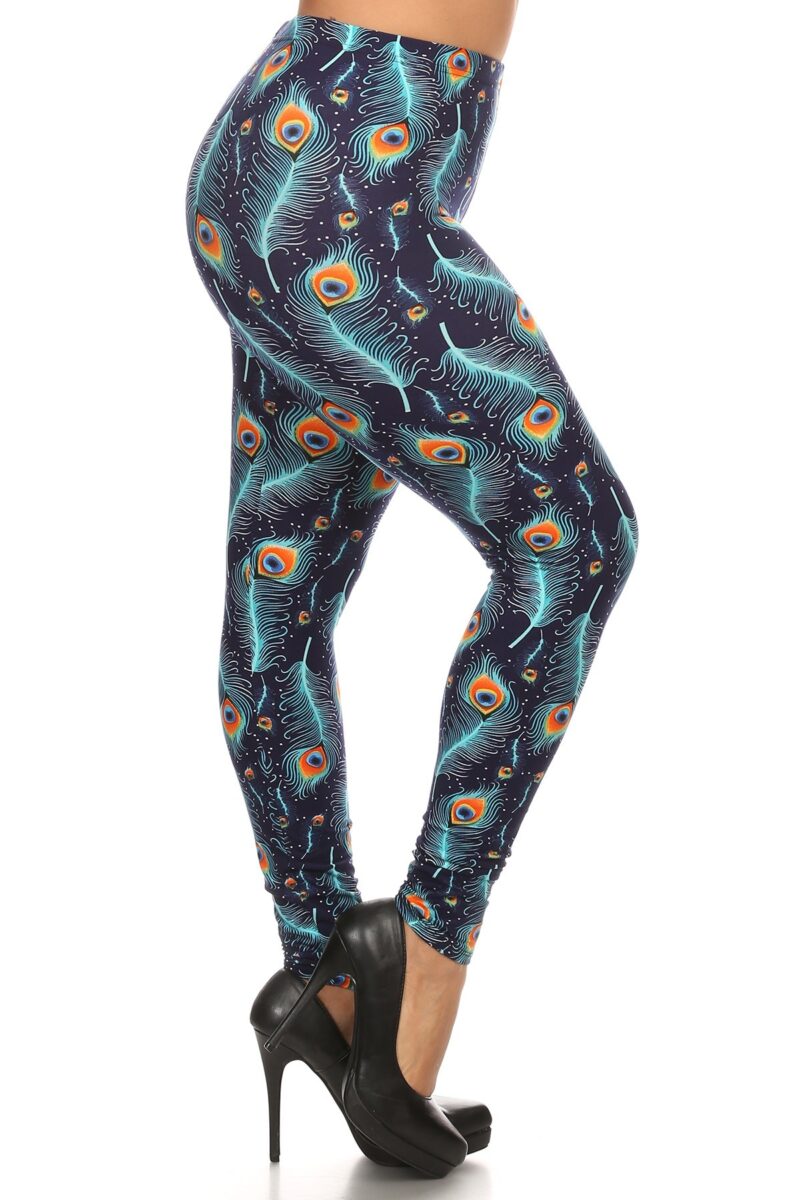 Plus Size Print, Full Length Leggings In A Slim Fitting Style With A Banded ... - Image 2