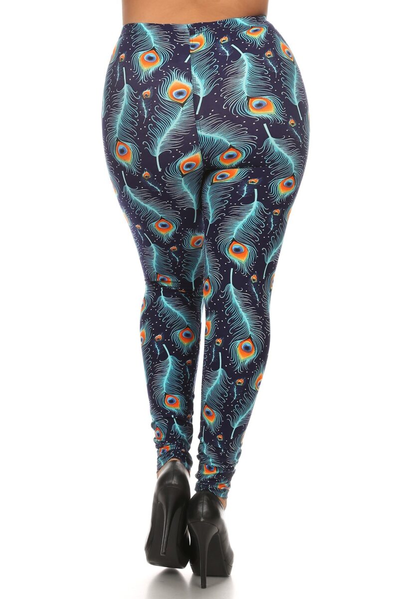 Plus Size Print, Full Length Leggings In A Slim Fitting Style With A Banded ... - Image 3