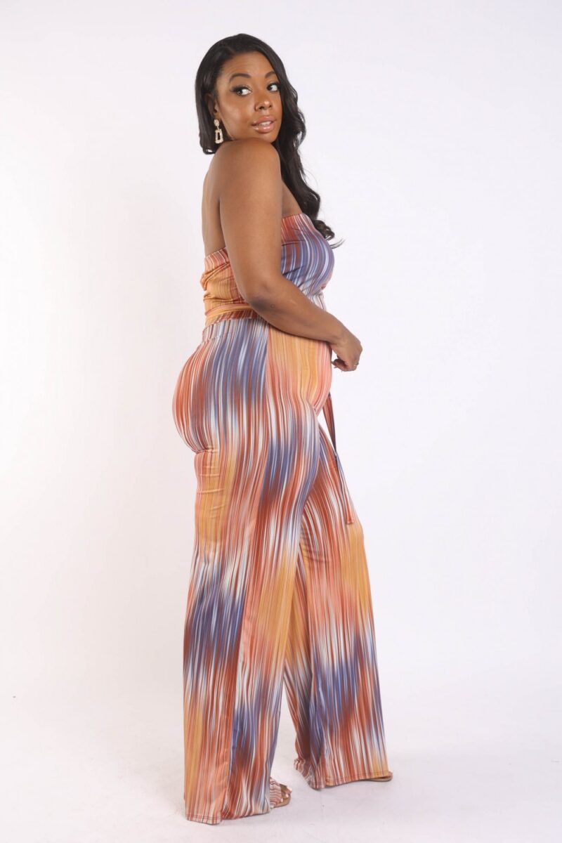 Printed Tube Jumpsuit With Self Belt - Image 2