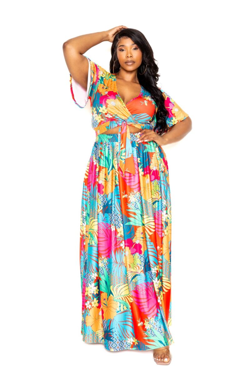 Tropical floral maxi skirt & top set - Image 2