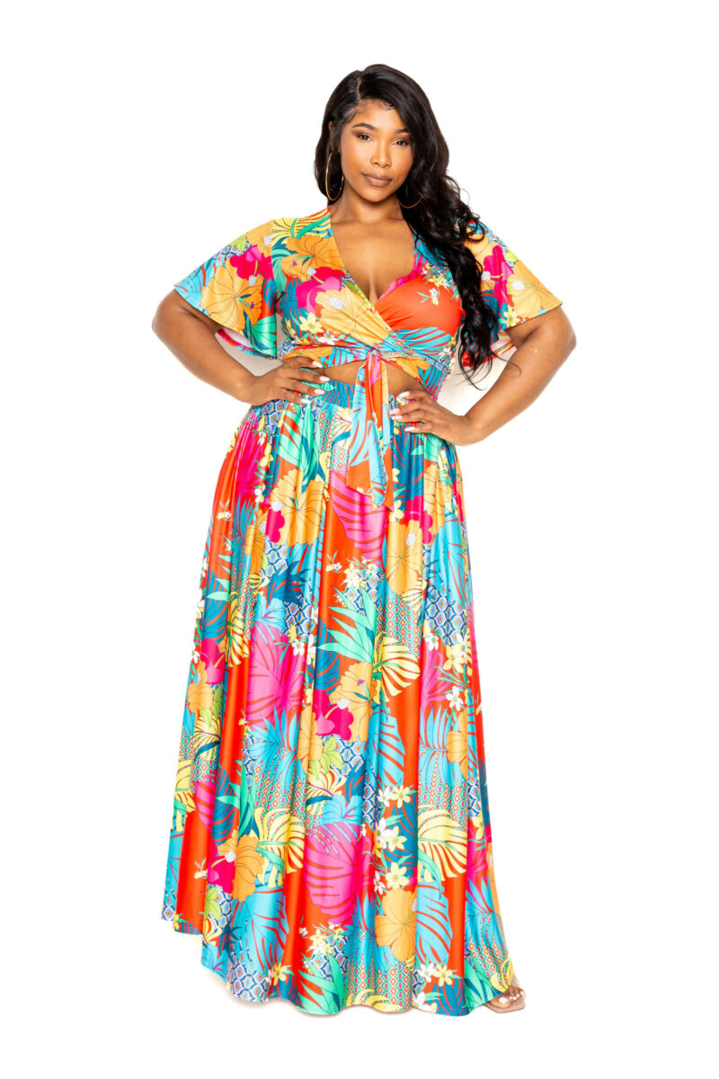 Tropical floral maxi skirt & top set - Image 4