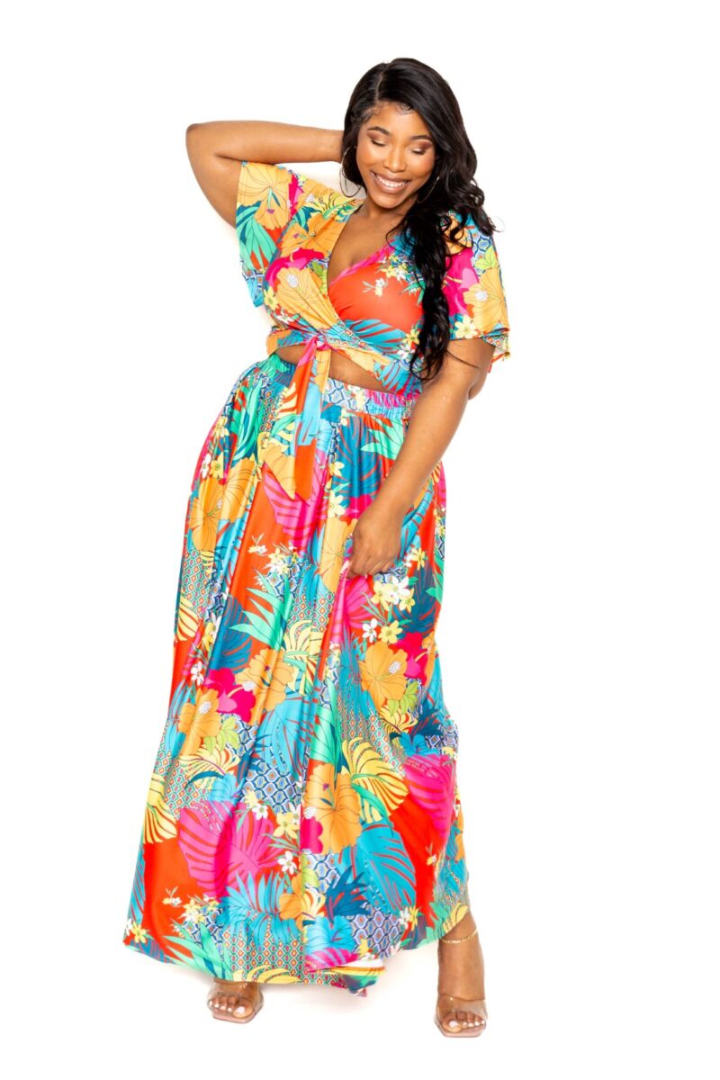 Tropical floral maxi skirt & top set - Image 5