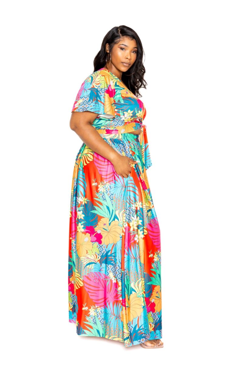 Tropical floral maxi skirt & top set - Image 6