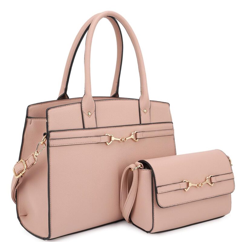 2in1 Matching Design Handle Satchel With Crossbody Bag - Image 5