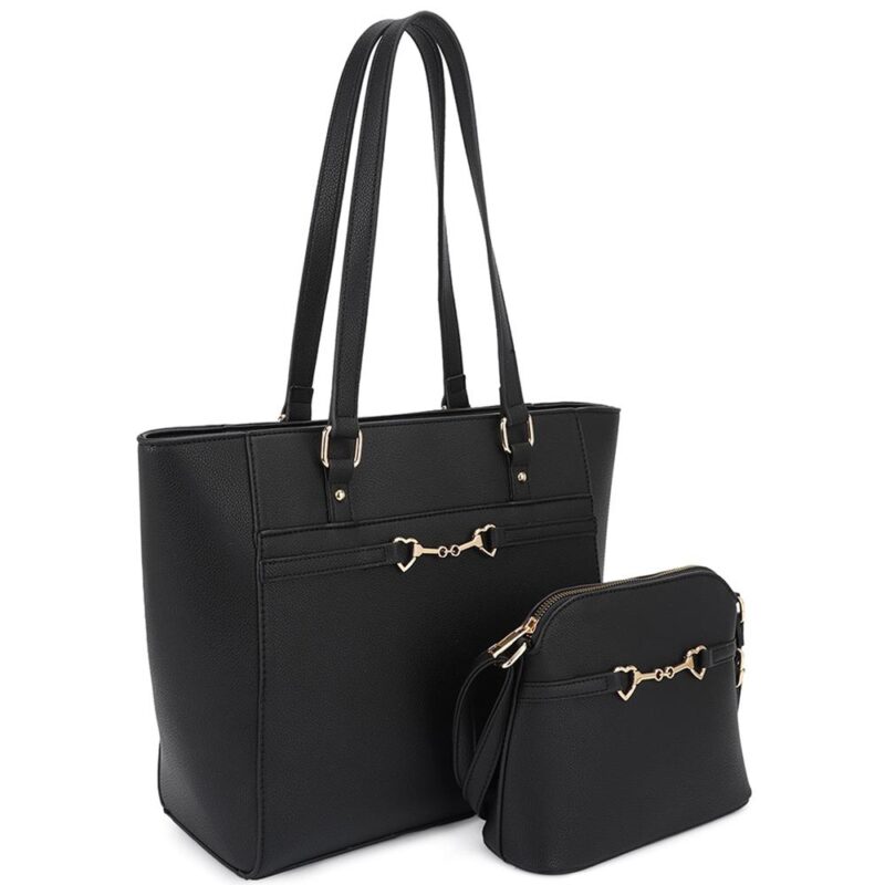 2in1 Smooth Matching Shoulder Tote Bag With Crossbody Set - Image 2