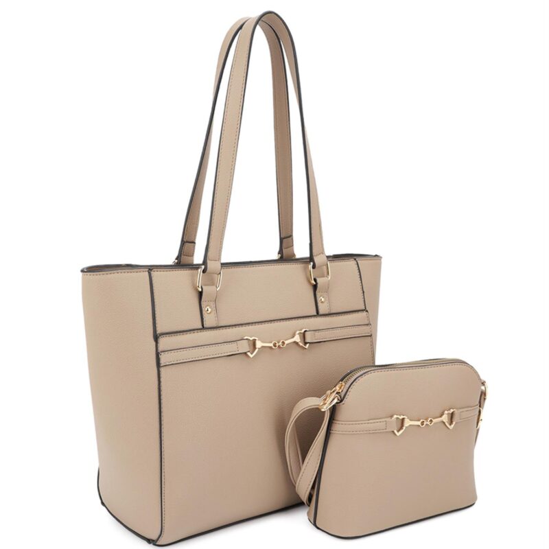 2in1 Smooth Matching Shoulder Tote Bag With Crossbody Set - Image 3