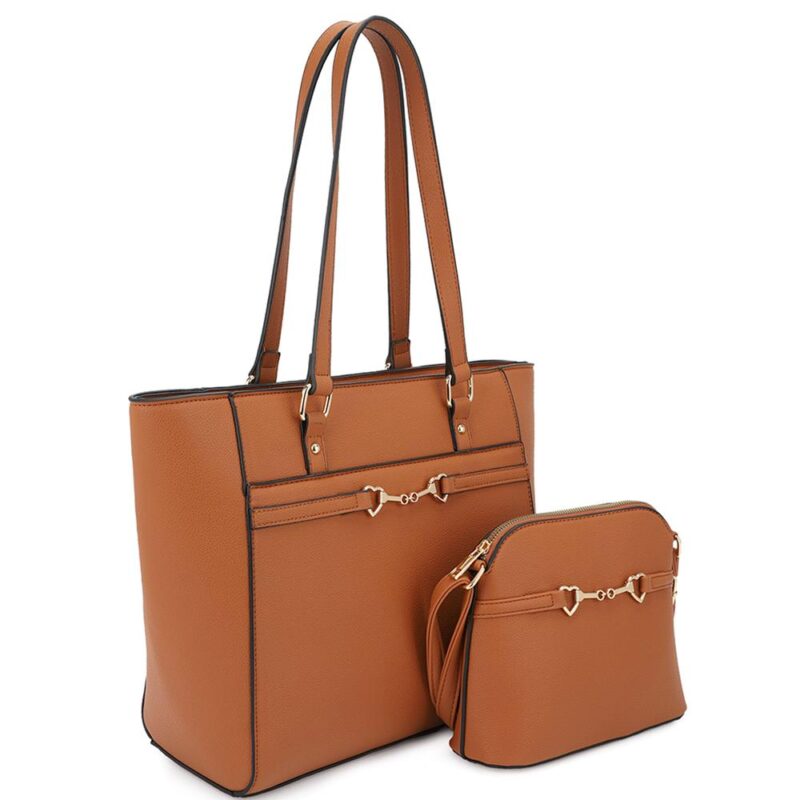 2in1 Smooth Matching Shoulder Tote Bag With Crossbody Set - Image 4