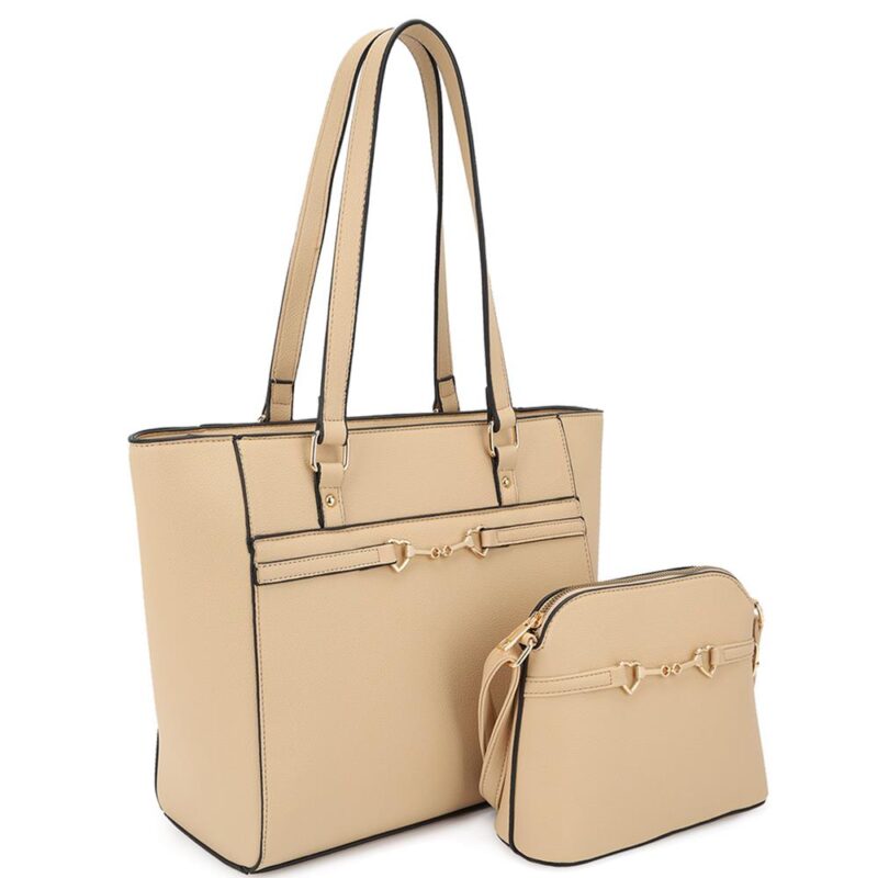 2in1 Smooth Matching Shoulder Tote Bag With Crossbody Set - Image 6