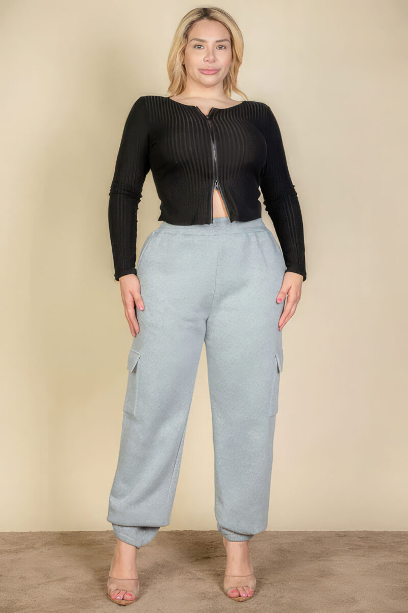 Plus Size Side Pocket Drawstring Waist Sweatpants - Image 2