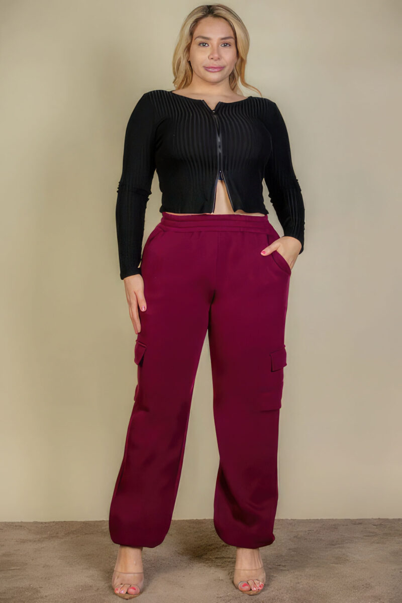 Plus Size Side Pocket Drawstring Waist Sweatpants - Image 2