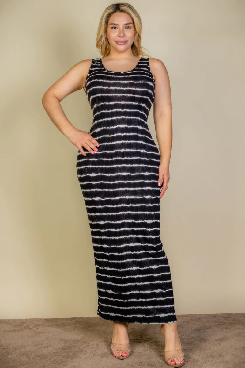 Plus Size Tie Dye Printed Tank Bodycon Maxi Dress - Image 2