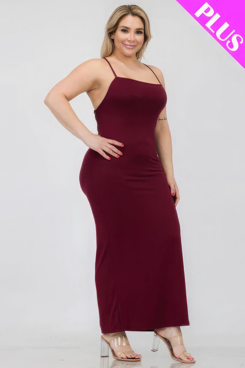 Plus Size Crisscross Back Split Thigh Maxi Dress - Image 3