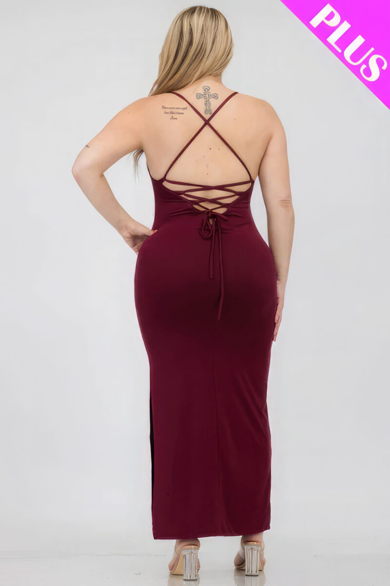 Plus Size Crisscross Back Split Thigh Maxi Dress - Image 5