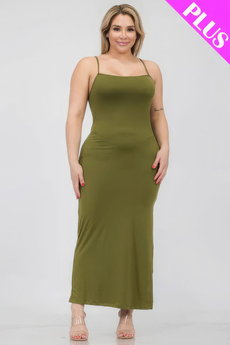 Plus Size Crisscross Back Split Thigh Maxi Dress - Image 2