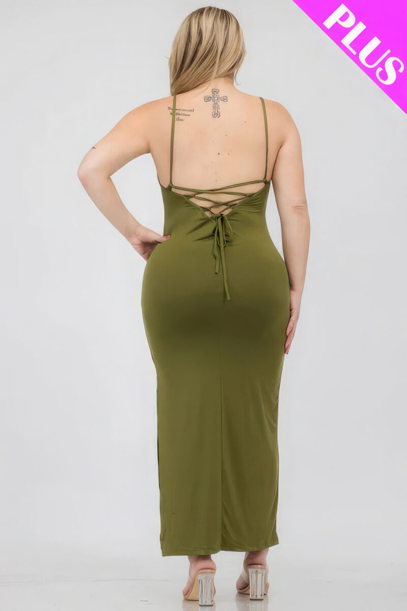 Plus Size Crisscross Back Split Thigh Maxi Dress - Image 5