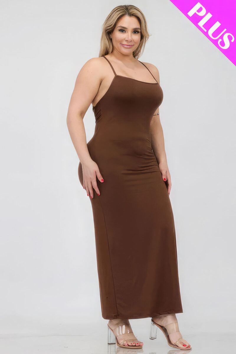 Plus Size Crisscross Back Split Thigh Maxi Dress - Image 3