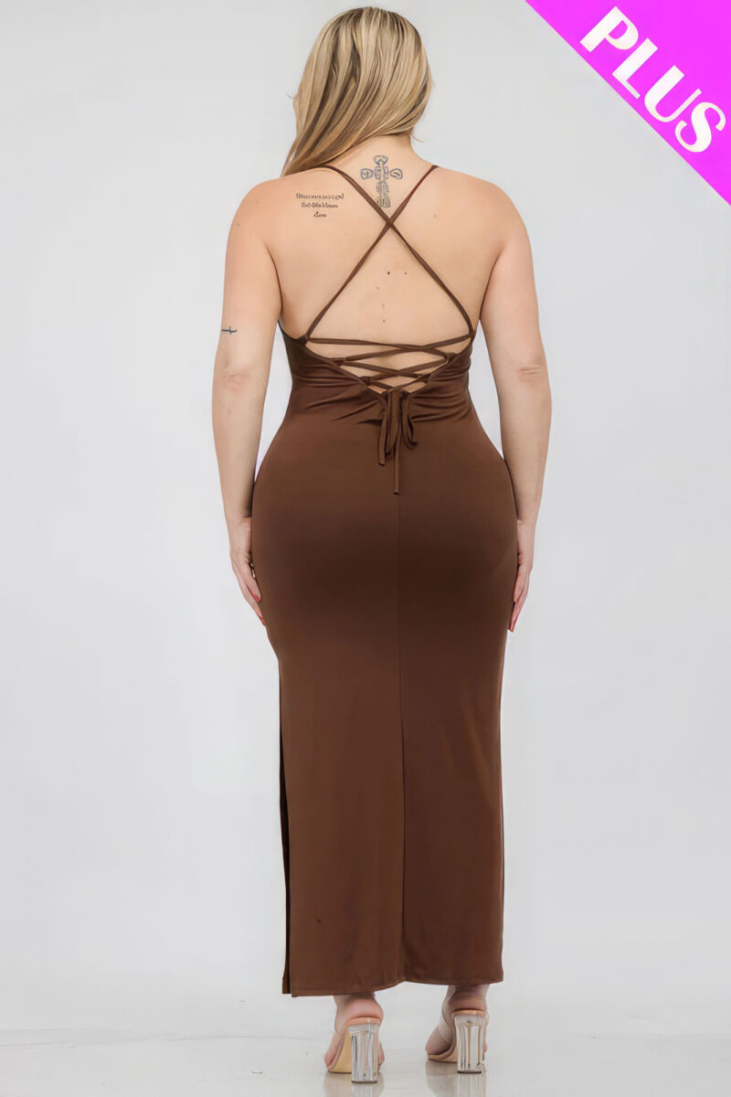 Plus Size Crisscross Back Split Thigh Maxi Dress - Image 5