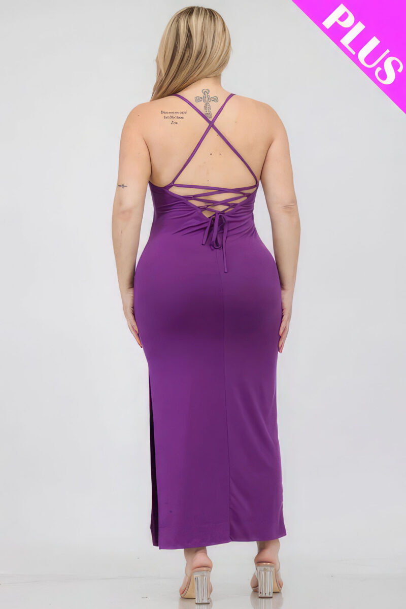 Plus Size Crisscross Back Split Thigh Maxi Dress - Image 5