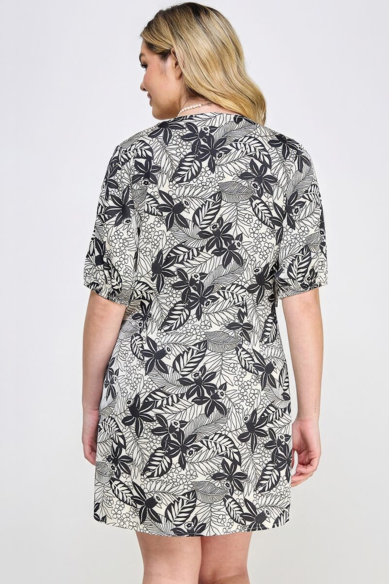 Plus Botanical Print Front Tie Dress - Image 5