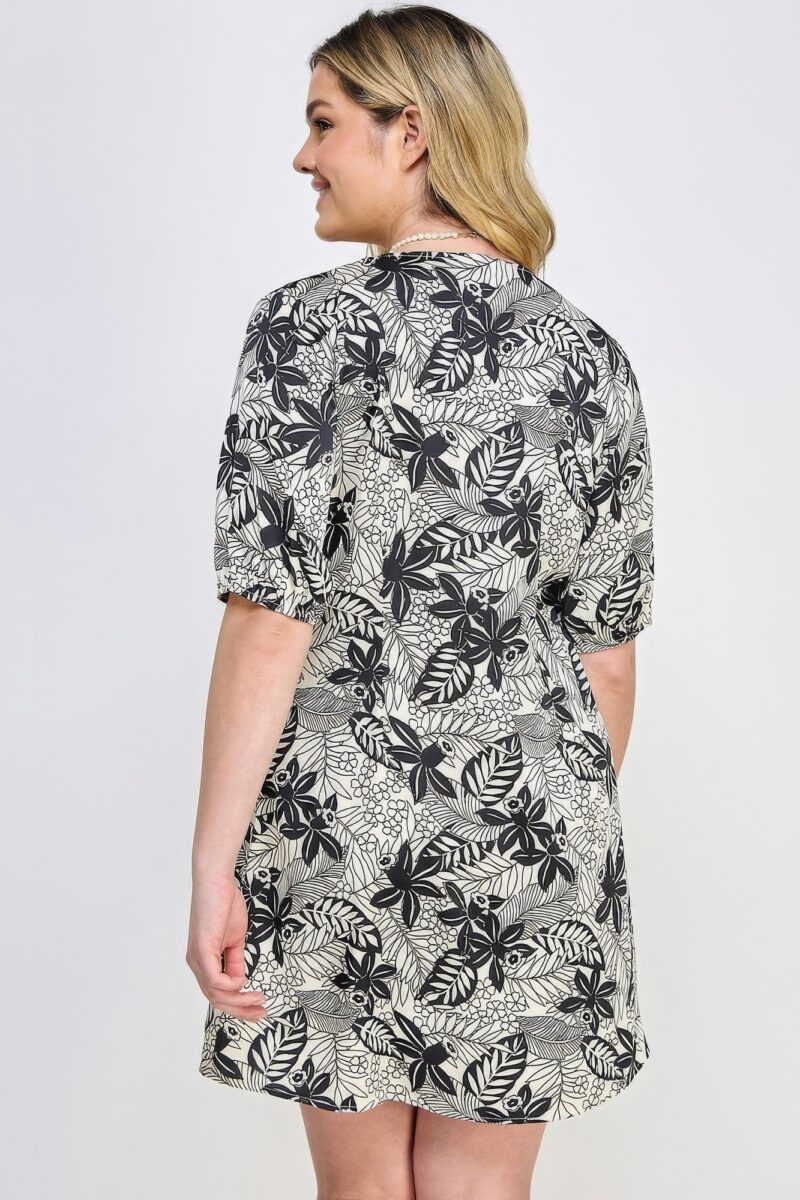 Plus Botanical Print Front Tie Dress - Image 6