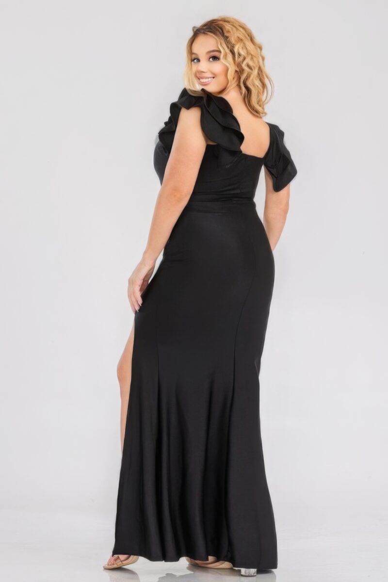 Plus Satin Strech Ruffle Paty Maxi Dress - Image 2