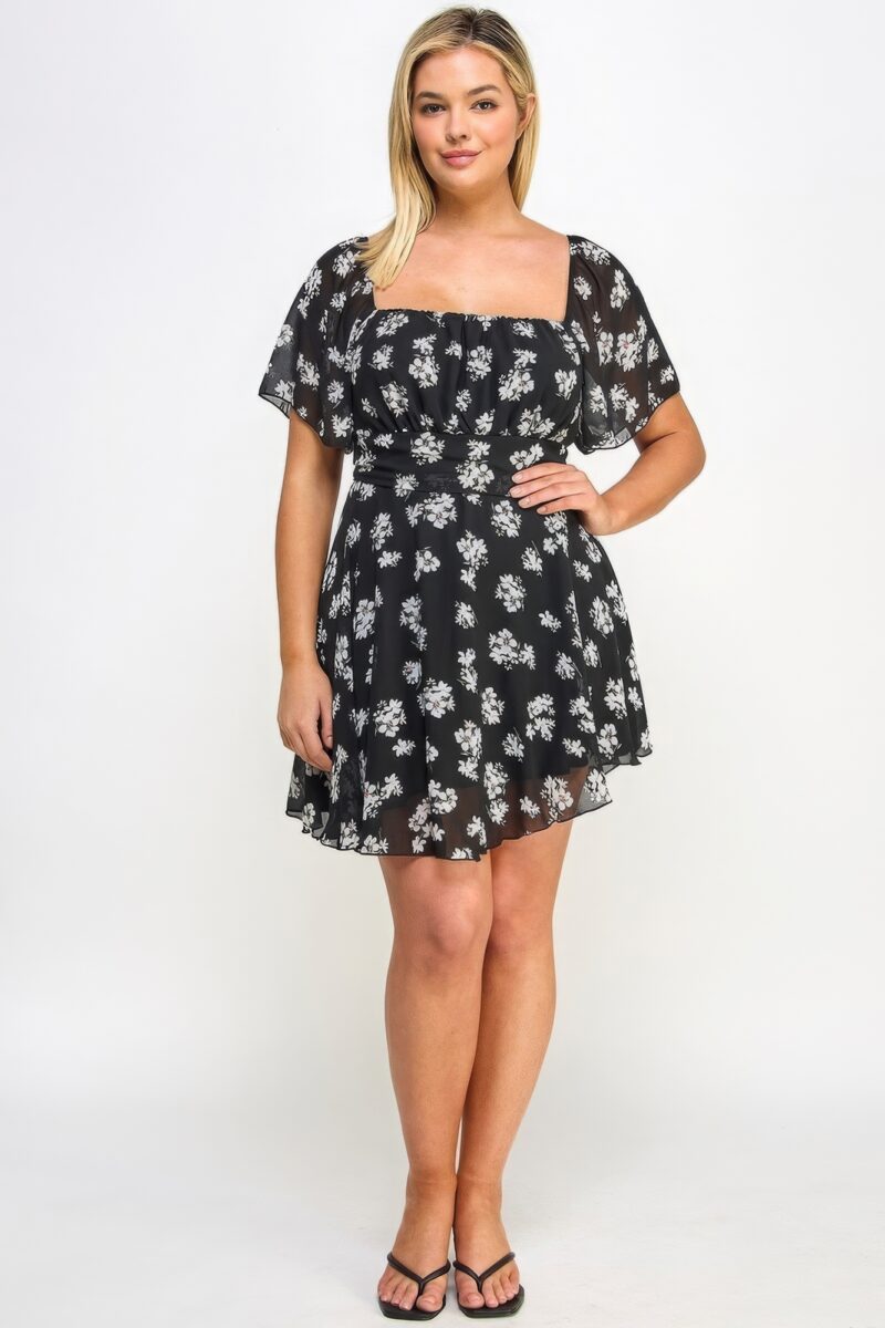 Plus Size Floral Chiffon Dress - Image 2