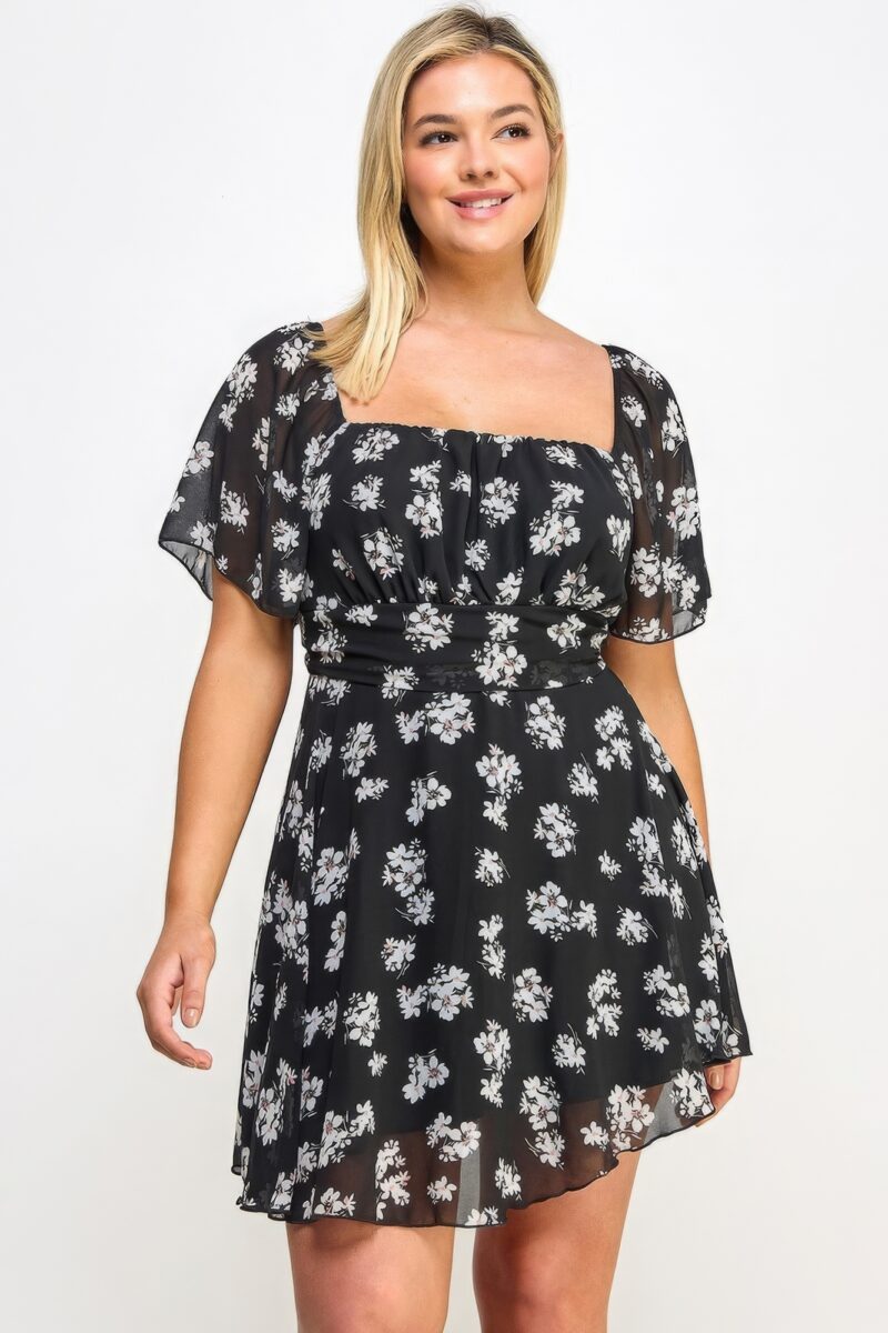 Plus Size Floral Chiffon Dress - Image 3