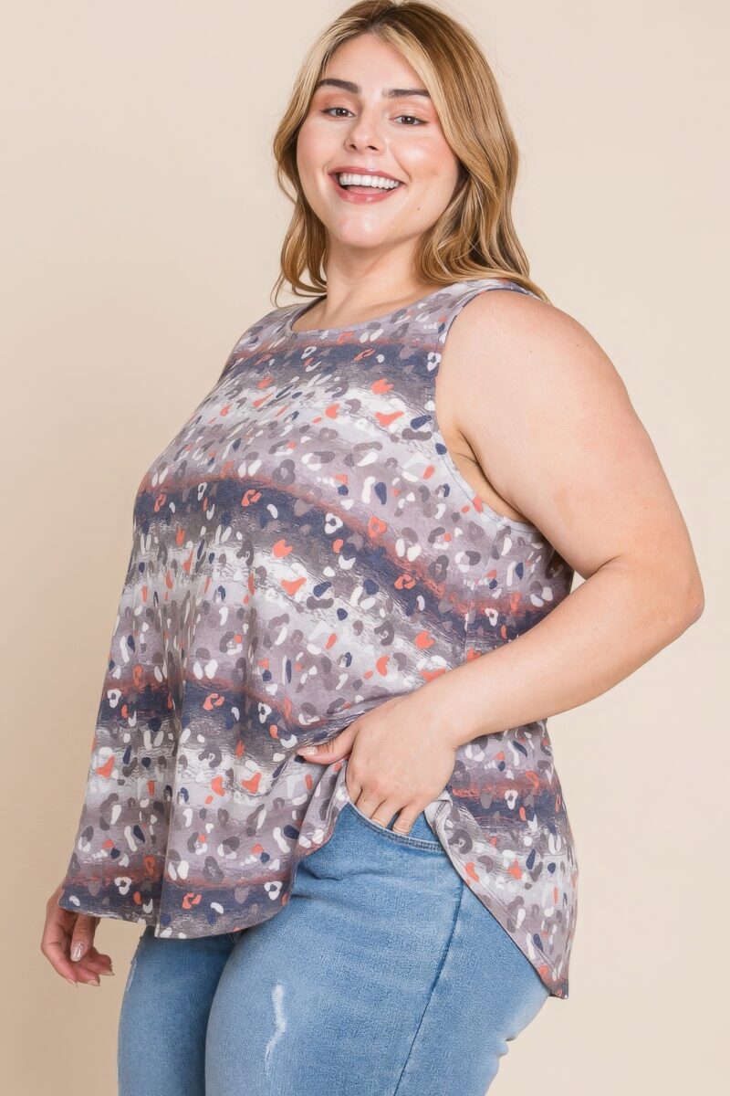 Plus Size Multi Tie Dye Animal Printed Tunic Tank - Image 4