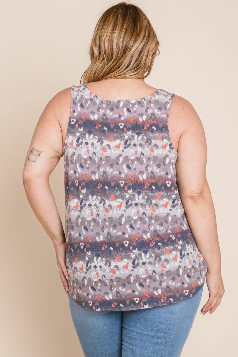 Plus Size Multi Tie Dye Animal Printed Tunic Tank - Image 5