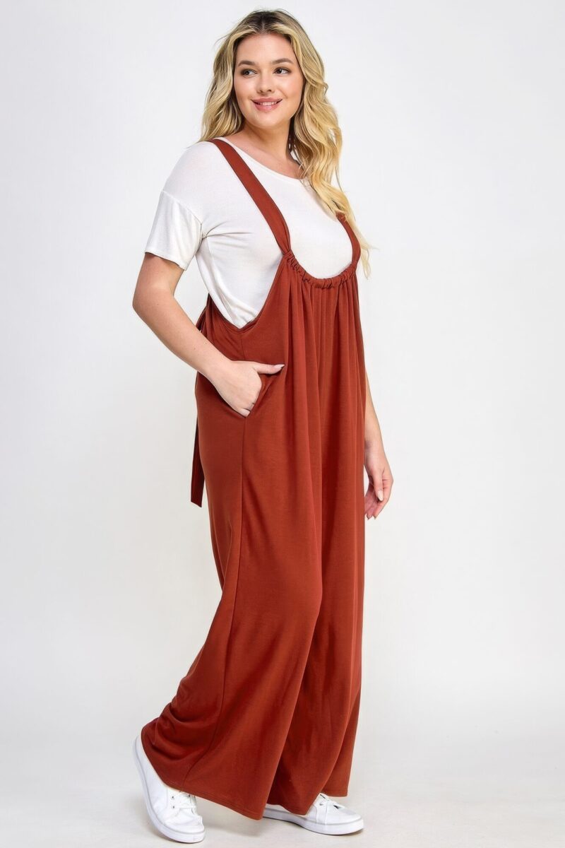 French Terry Wide Leg Jumpsuit Overalls - Image 2