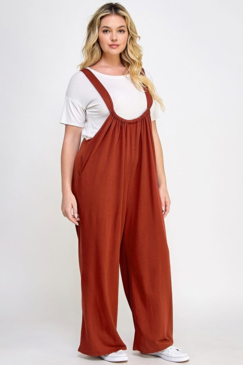 French Terry Wide Leg Jumpsuit Overalls - Image 3