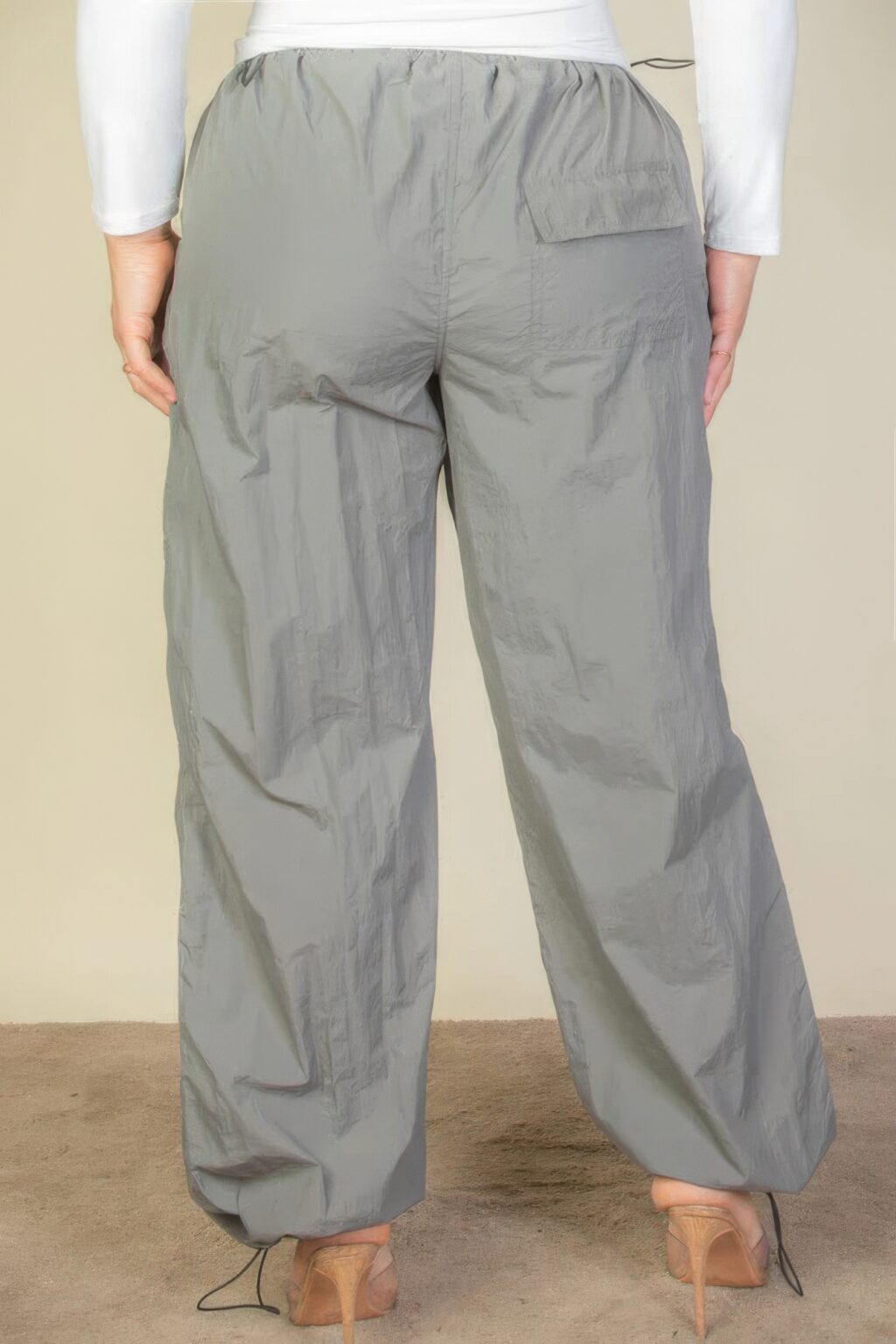 Plus Size Drawstring Waist Parachute Pants - Image 4