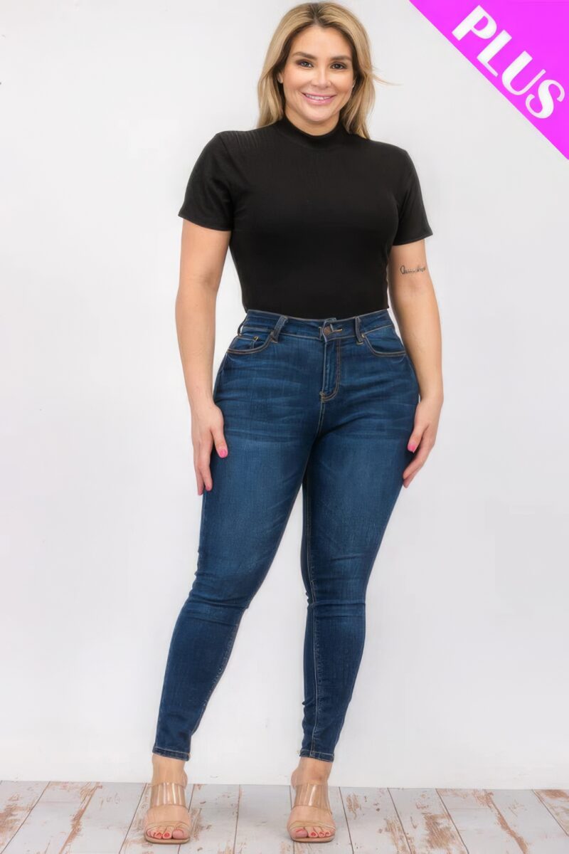 Plus Size Ribbed Short Sleeve Bodysuit - Image 27