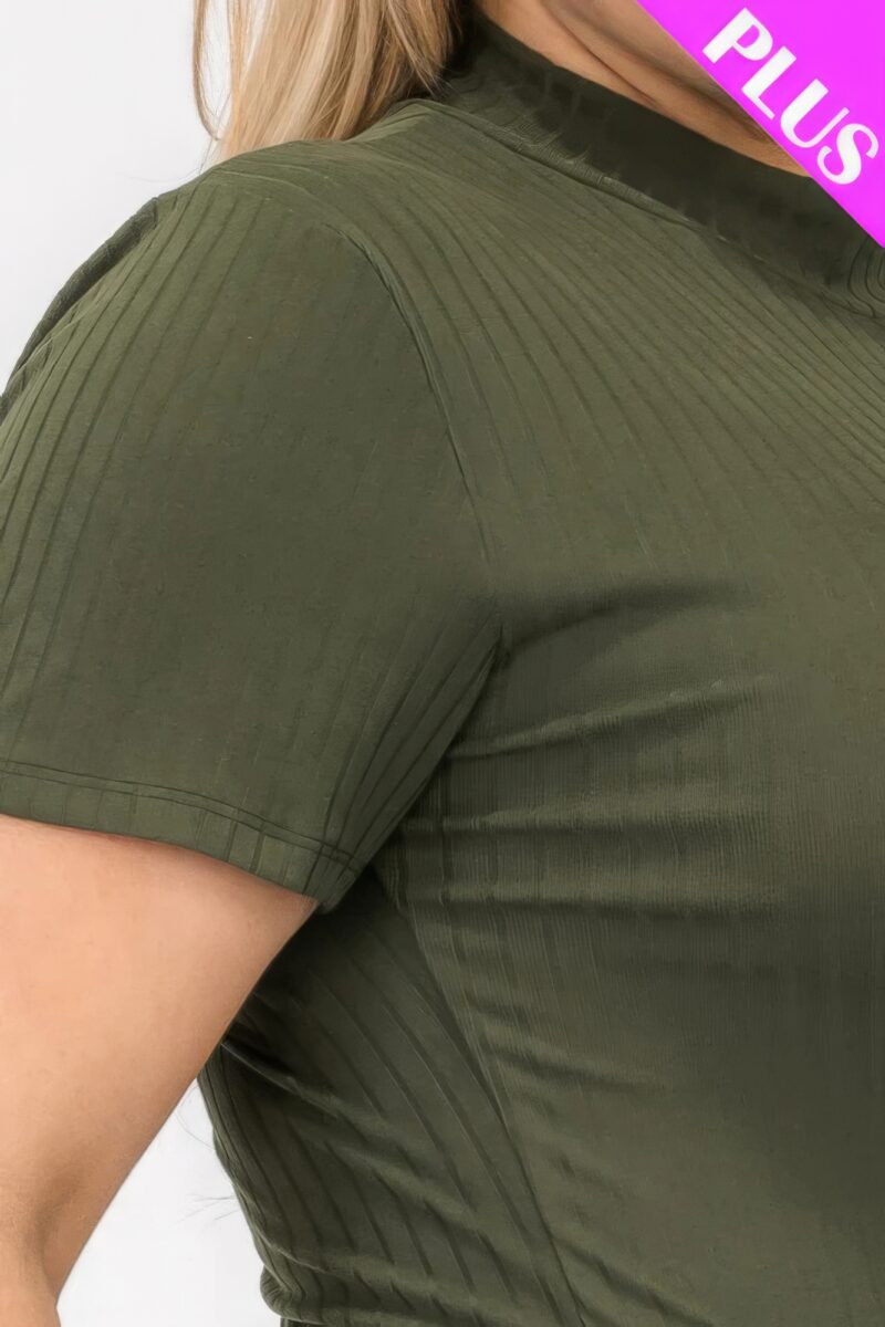 Plus Size Ribbed Short Sleeve Bodysuit - Image 9