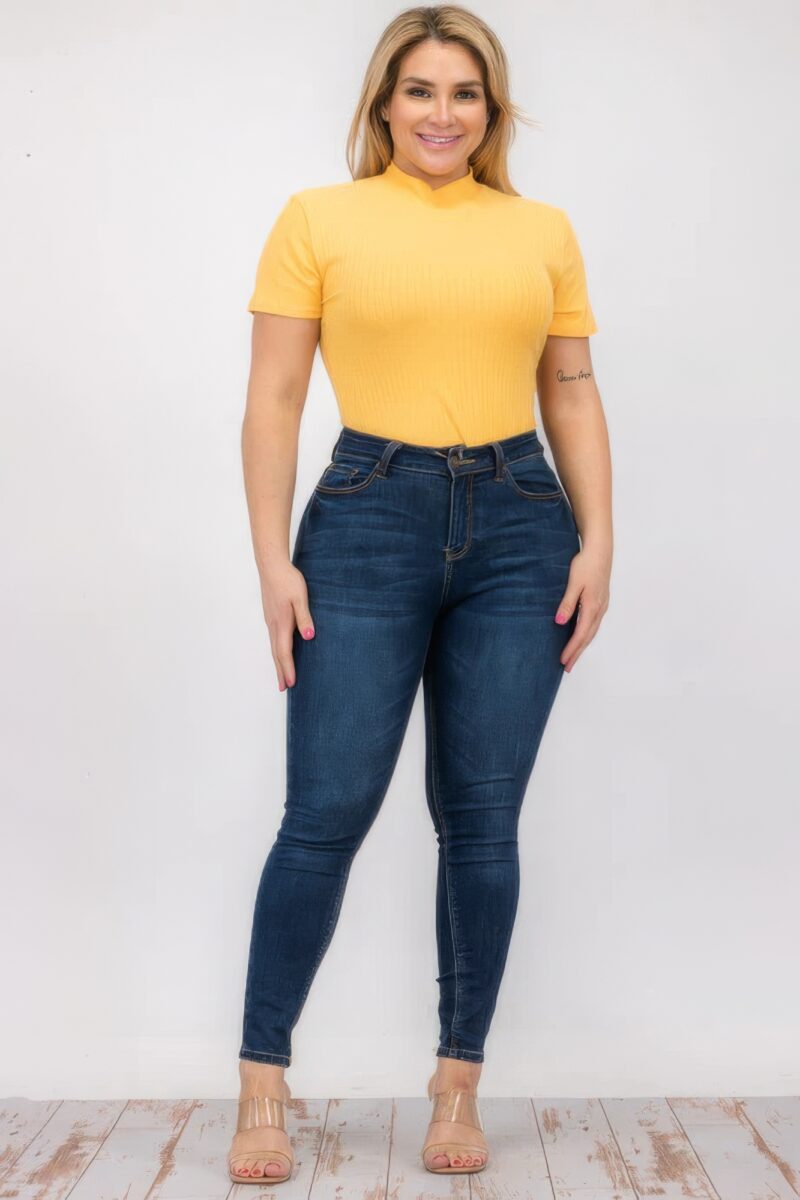 Plus Size Ribbed Short Sleeve Bodysuit - Image 32