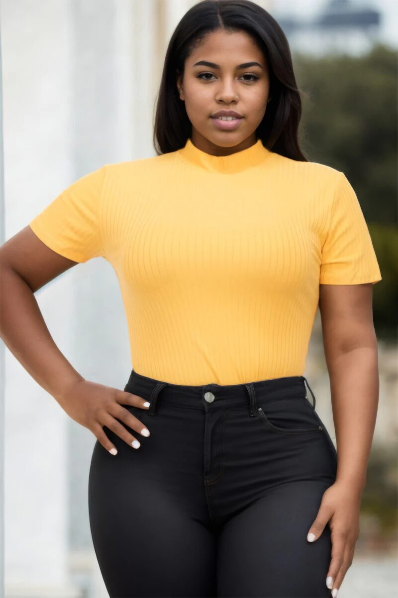 Plus Size Ribbed Short Sleeve Bodysuit - Image 33