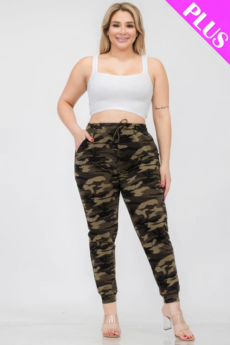 Plus Size French Terry Camo Print Joggers - Image 2