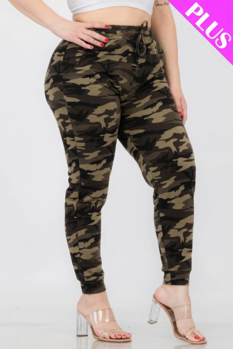 Plus Size French Terry Camo Print Joggers - Image 3