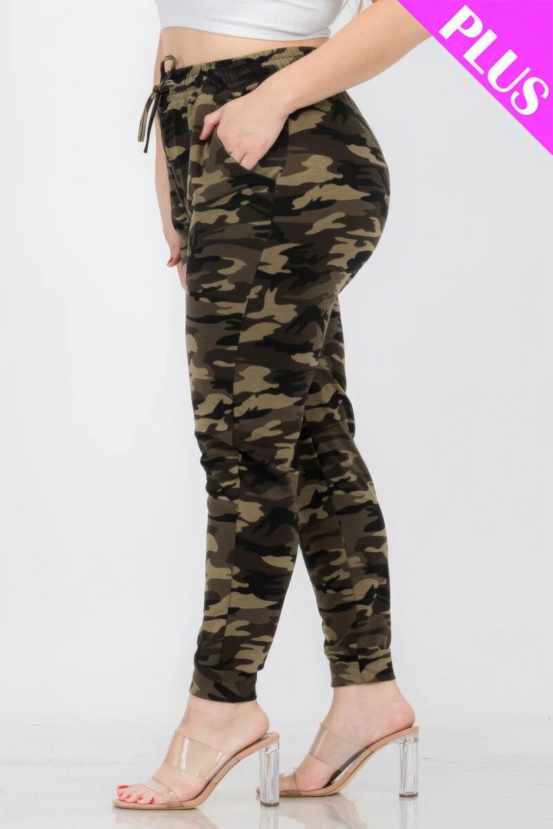 Plus Size French Terry Camo Print Joggers - Image 4