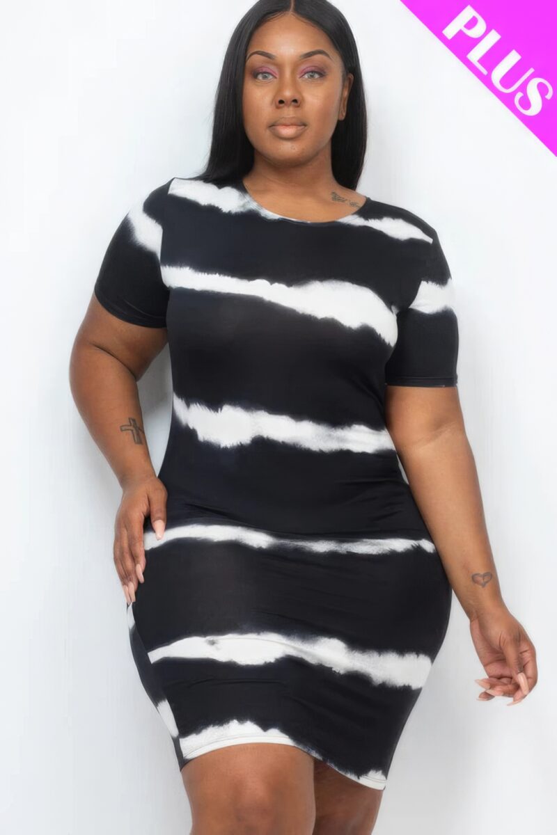 Plus Size Tie-dye Print Bodycon Dress - Image 16