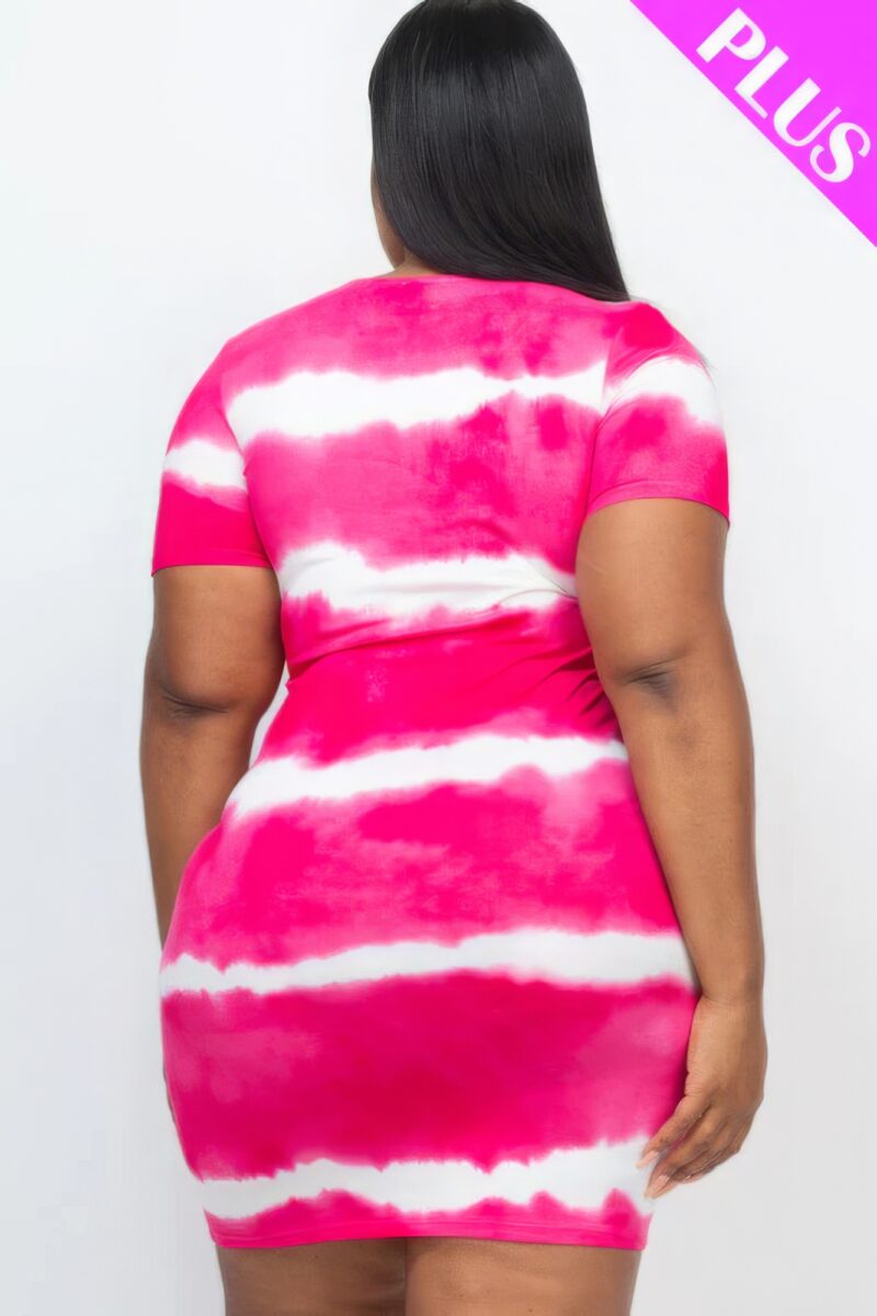 Plus Size Tie-dye Print Bodycon Dress - Image 15