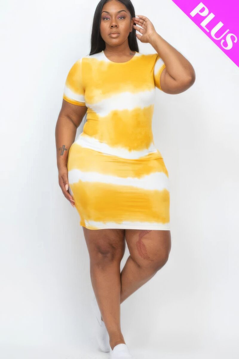 Plus Size Tie-dye Print Bodycon Dress - Image 7