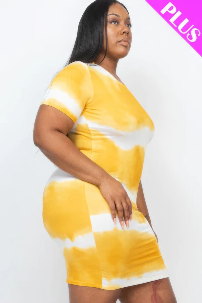 Plus Size Tie-dye Print Bodycon Dress - Image 8