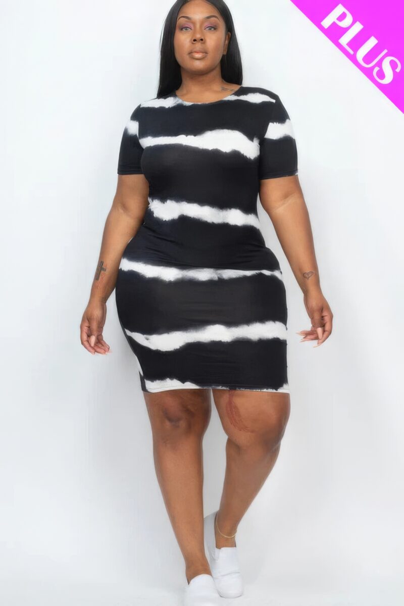 Plus Size Tie-dye Print Bodycon Dress - Image 17