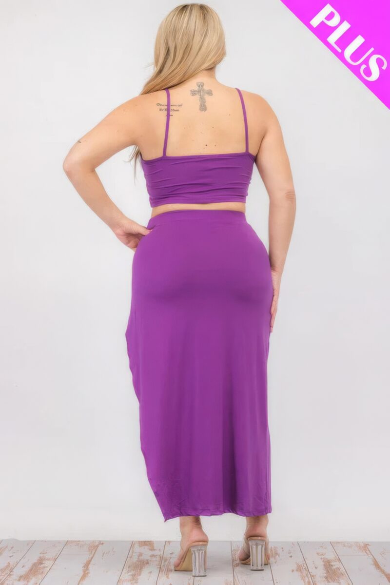 Plus Size Crop Cami & Split Thigh Maxi Skirt Set - Image 25